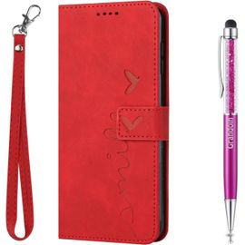 Coque Pour Oppo Realme 9i, Premium Tui Housse En Cuir De Protection Avec [Porte Carte] [Bquille] [Fermeture Magntique] Clapet Anti-Choc Tui De Protection Pour Oppo Realme 9i (Rouge)