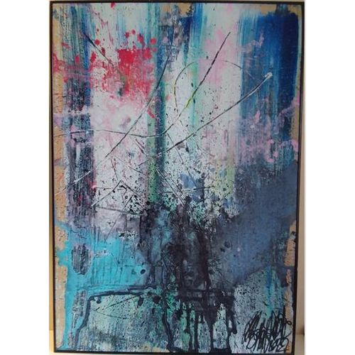 TABLEAU ACRYLIQUE ET ENCRE DE CHINE / christophe Brun