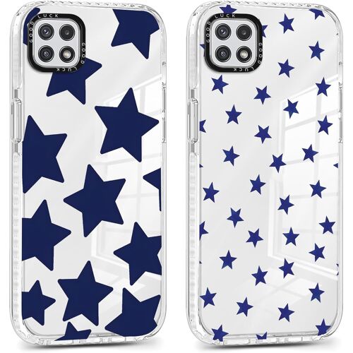 SJZG-2 Pièces Coque Pour Samsung Galaxy A22 5G 6,6"", Transparente Étui Avec Aesthetic Motif Etoile Filles Femmes Case, Souple Silicone Mince Tpu Housse Antichoc Antirayures Cover Pour Samsung A22,03