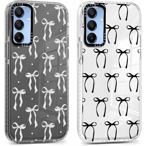 LORANKA-2 Pièces Coque pour Samsung Galaxy A15 5G 6,5"", Transparente Étui avec Aesthetic Motif Noeud Papillon Filles Femmes Case, Souple Silicone Mince TPU Housse Antichoc Cover pour Samsung A15,02