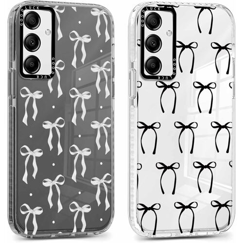TRAHOO-2 Pièces Coque pour Samsung Galaxy A35 5G 6,6"", Transparente Étui avec Aesthetic Motif Noeud Papillon Filles Femmes Case, Souple Silicone Mince TPU Housse Antichoc Cover pour Samsung A35,02