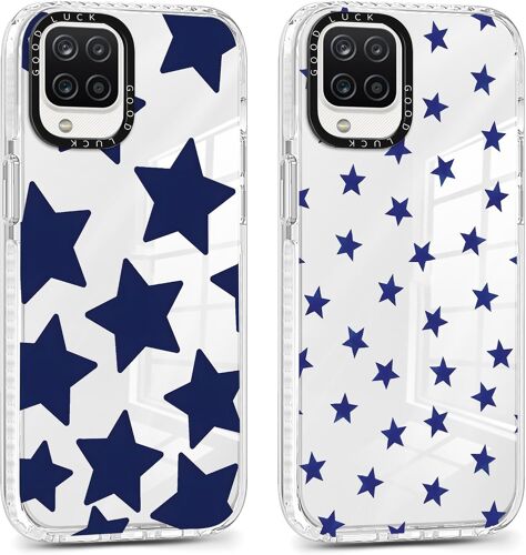 SJZG-2 Pièces Coque Pour Samsung Galaxy A12 4G 6,5"", Transparente Étui Avec Aesthetic Motif Etoile Filles Femmes Case, Souple Silicone Mince Tpu Housse Antichoc Antirayures Cover Pour Samsung A12,03