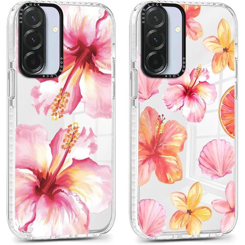 Sjzg-2 Pièces Coque Pour Samsung Galaxy A36 5g, Étui De Protection Avec Aesthetic Design Fleur Motif, Tpu Silicone Transparente Femme Fille Housse Etui Bumper Cover Pour Samsung A36 5g 6,64'', Rose