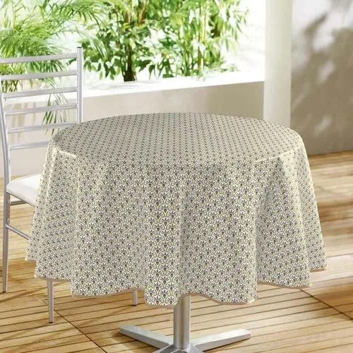 Nappe Ronde - Stylart - Taupe - 160 Cm - Pvc Imprimé - Lavable