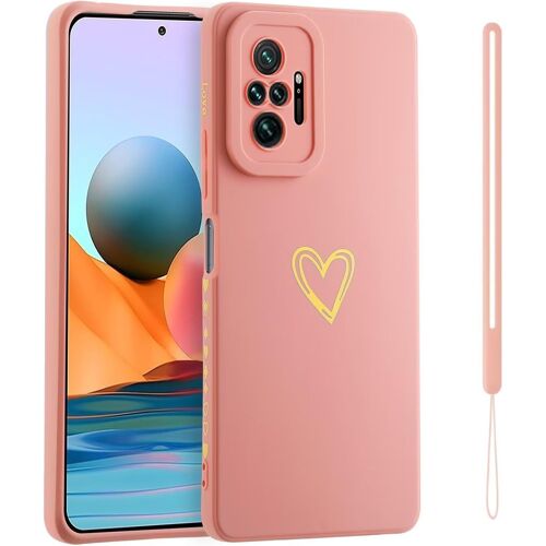 LORANKA-ESONG Coque pour Xiaomi Redmi Note 10 Pro 4G/10 Pro Max 4G,Ultra fine Antichoc housse Silicone Souple TPU Etui avec Motif Coeur d'amour Doré Mignon/Protection Camera,Belle case pour Femme/fil