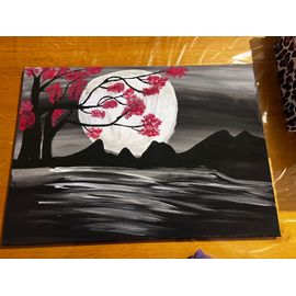 🎨 Peinture Sur Toile Paysage De Nuit - Faite Main - Neuve 🎨