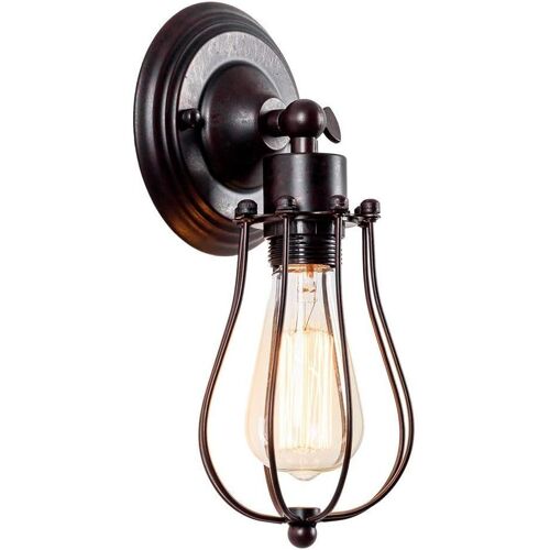 Applique Murale Industrielle Applique Vintage Lampe Réglable Lampe Rustique En Fil Métallique Cage Applique Murale Abat-Jour Style Edison Luminaire Antique (Sans Ampoule) (Couleur Rouille)