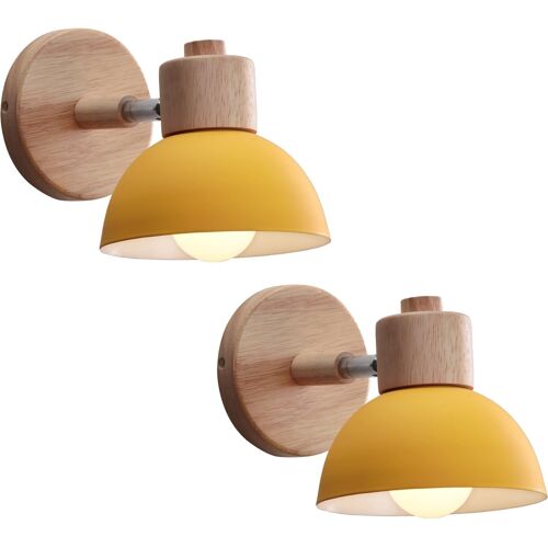Applique Murale Industrielle Vintage Lampe Murale Interieur Sconce Rétro Luminaire Applique Abat-Jour E27 Ø15cm Pour Salle À Manger Escalier Chambre Cuisine Café(2pcs Jaune)