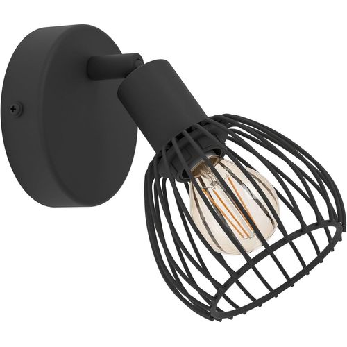 Jum-Eglo Applique Murale Intérieure Sonnino,Lampe Murale Avec Spot Orientable,Spot Mural Industriel En Métal Noir,Éclairgae Pour Salon Et Chambre À Coucher,Douille E14