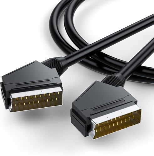 VornixorSarlshop-Câble péritel RVB 21 broches 1,5 m - Câble péritel RVB vers péritel avec prise mâle vers mâle - Transmission bidirectionnelle - Noir - Entièrement câblé - Pour TV, enregistreur, lect