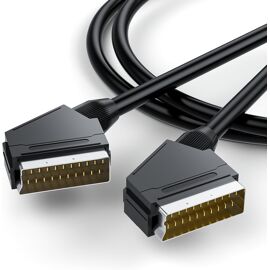 VornixorSarlshop-Câble péritel RVB 21 broches 1,5 m - Câble péritel RVB vers péritel avec prise mâle vers mâle - Transmission bidirectionnelle - Noir - Entièrement câblé - Pour TV, enregistreur, lect