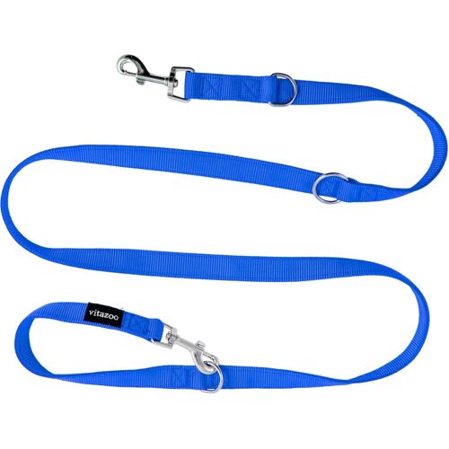 Laisse Pour Chien Bleu Réglable En 3 Longueurs - Longe Qui Convient Aux Chiens Larges Et Forts - Laisse Double D'une Longueur Totale De 2 M Avec Crochet - Solide Et Facile À Nettoyer