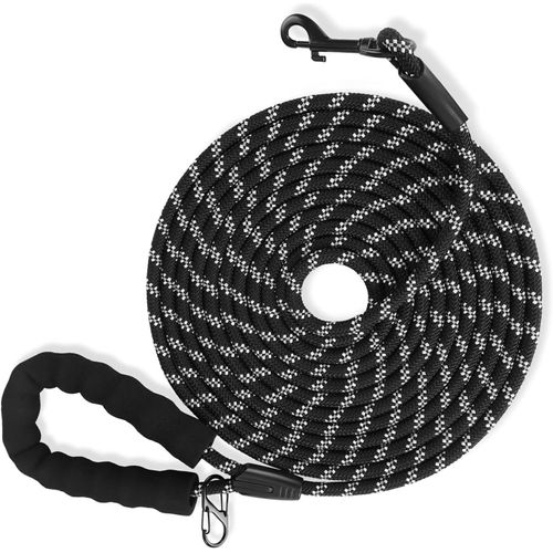 Teppc-Longe Pour Chien, 5m 10m 20m Solide Laisse Chien Poignée Rembourrée Confortable Laisse De Dressage, Laisse Longue De Petites À Grandes Taille (Noir, 5m*8mm)