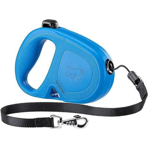 Laisse Chien Enrouleur Flippy One, Laisse Pour Chiens De Taille Moyenne Jusqu'à 20 Kg. Cordon Extensible Max 5 M. Bouton Unique Pour Verrouiller Et Déverrouiller, Bleu Clair