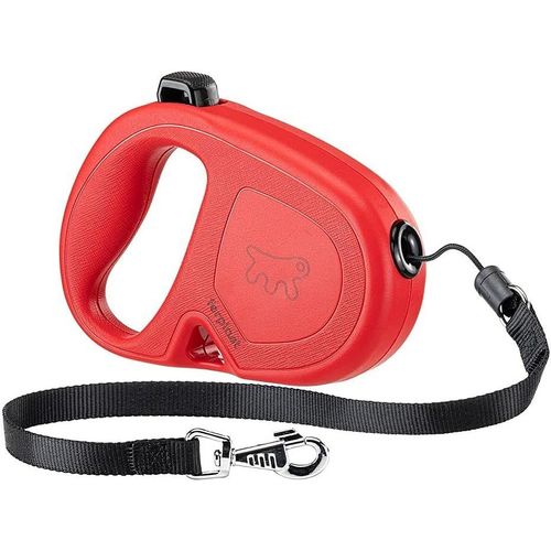 Laisse Chien Enrouleur Flippy One, Laisse Pour Chiens De Taille Moyenne Jusqu'à 20 Kg. Cordon Extensible Max 5 M. Bouton Unique Pour Verrouiller Et Libérer, Rouge
