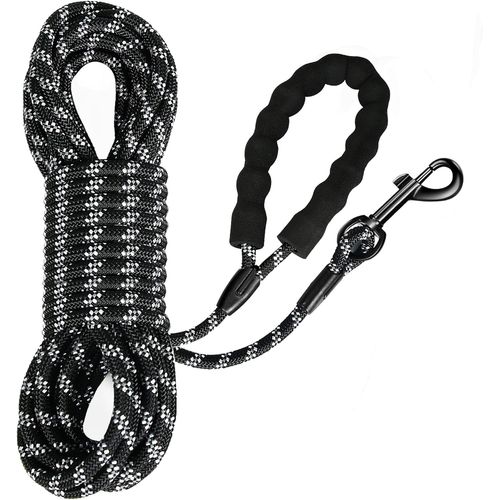 Longe Pour Chien, Long Laisse Chien Corde Avec Poignée Rembourrée Pour Chiens De Petites À Grandes Taille, Noir (5m)