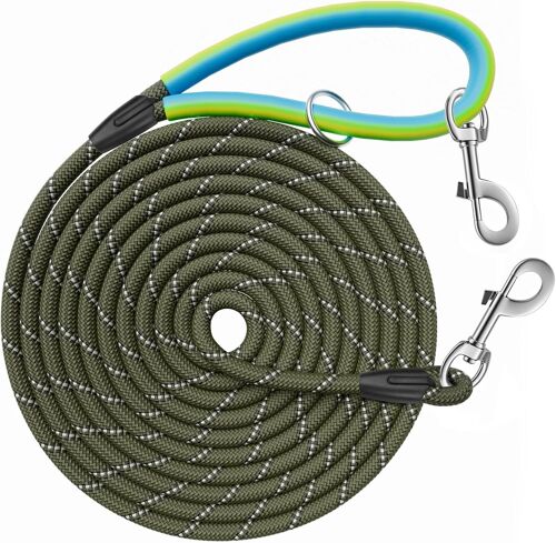 Longe Pour Chien, 5m 10m 15m 20m 30m Laisse De Dressage Avac Crochets Pivotants Aux Deux Extrémités, Longue Laisse Corde D'attache Pour Petits, Moyens, Grands Chiens