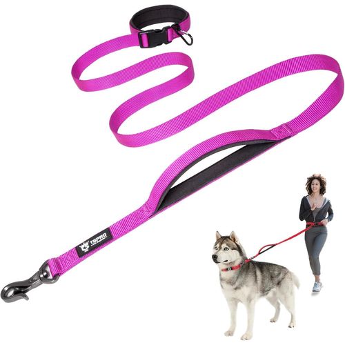 Cmjaagur-Laisse Main Libre Chien Réglable Laisse Chien Avec Poignée Rembourrée De Sécurité À Contrôle Et Fermoir Métallique Durable Pour Marche Et Course Pour Moyens Et Grands Chiens (Violet[M1165]