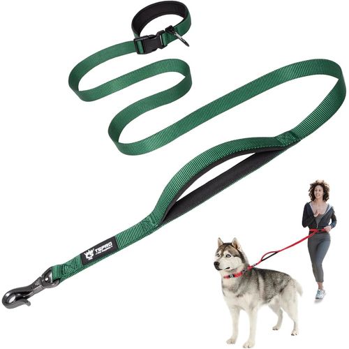 Cmjaagur-Laisse Main Libre Chien Réglable Laisse Chien Avec Poignée Rembourrée De Sécurité À Contrôle Et Fermoir Métallique Durable Pour Marche Et Course Pour Moyens Et Grands Chiens (Vert T[M1323]