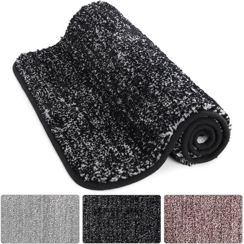 Tapis De Sol D'intérieur Tapis De Sol D'eau À Profil Bas Super Absorbants Tapis D'entrée En Caoutchouc Antidérapant Lavable En Machine Pour Tapis D'intérieur (Noir,90 * 60cm)