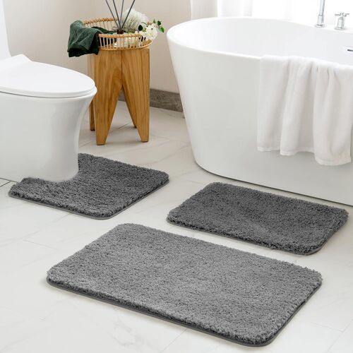 Tapis de Bain Antidérapant,Doux,Absorbant,Lavable en Machine,Idéal pour Baignoire,Douche et Cuisine,70x120 cm-Gris