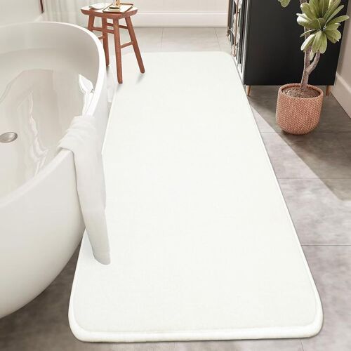 Tapis Salle de Bain,Tapis de Bain Blanc 50x120cm,Microfibre Tapis Absorbant Antidérapants Lavable en Machine
