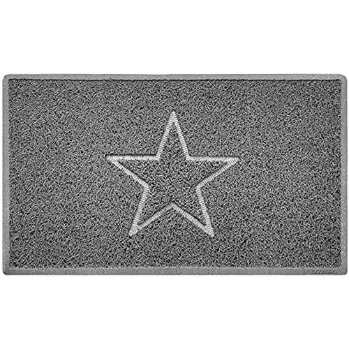 Tianyi-Étoile Paillasson Lavable En Relief Vinyle Boucles D'entrée Tapis Lavable De Bienvenue -(Utilisez-Le Uniquement À L'extérieur),Moyen (75x44cm), Gris