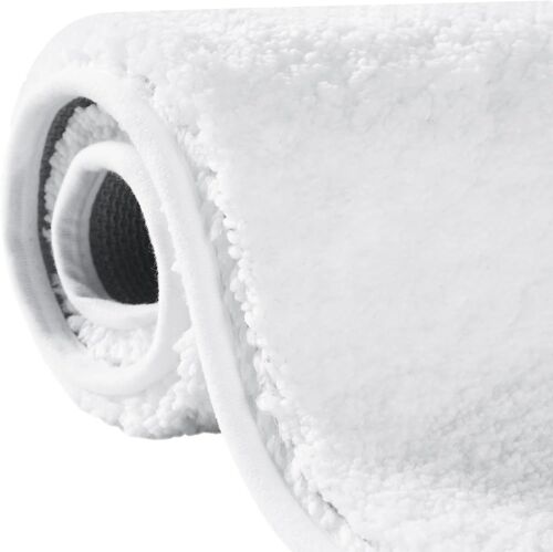Tapis de Bain,50x80 cm-3X Durée de Vie,résiste à l'aplatissement,antidérapant,Doux,Absorbant,Microfibre épaisse à Haute résilience pour salles de Bain très fréquentées-Blanc
