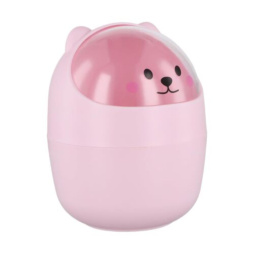 KALANKA-Poubelle de Table, Mini Poubelle de Bureau avec Couvercle, Mini Amovible Porte Stylo Mignon, Belle Corbeille à Papier, Plastique Poubelles de Maquillage (Rose)