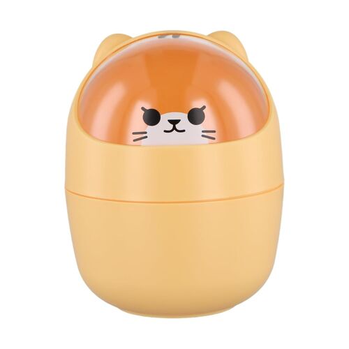 KALANKA-Poubelle de Table, Petite Poubelle de Bureau avec Couvercle, Mini Amovible Porte Stylo Mignon, Belle Corbeille à Papier, Plastique Poubelles de Maquillage (Orange)