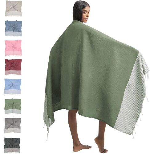 Serviette De Plage (Coton) Xxl 100x200 Cm,Fouta|Léger,Compacte,Longue,Haut De Gamme-Grande Drap De Plage Serviette Hamam,Femme Et Homme,Serviette Pestemal.[O173]
