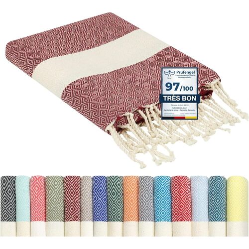Serviette De Plage Xxl-Coton|Fouta Plage 100x200 Cm,Femme & Homme-Anti Sable,Grande Taille + Compact|Pique-Nique Tapis Drap De Plage Accessoire,Serviette Plage Fouta Plage.[O151]