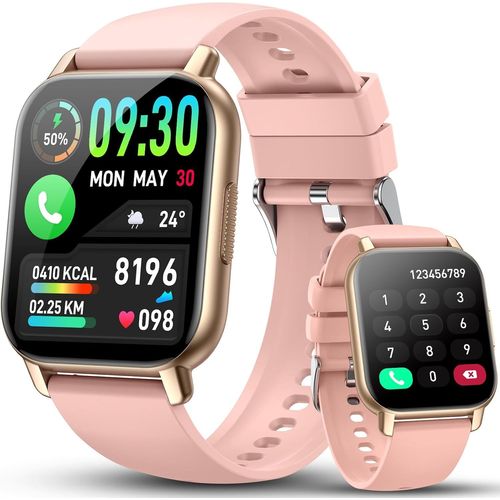 KALANKA-Montre Connectée Homme Femme avec Appel Bluetooth, 1.85"" HD Smartwatch, 112 Modes Sportifs, Montre Connectee Sport Etanche IP68 avec Cardiofrequencemetre/Moniteur de Sommeil/Podometre, Rose