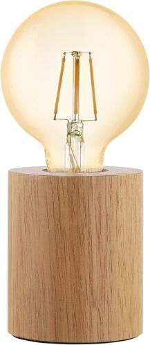 Lampe De Table Turialdo, Style Industriel Et Vintage, Lampe De Chevet En Bois Et Acier, Éclairage Pour Salon En Teintes Naturelles Et Noires, Certifié Fsc, Interrupteur, Douille E27