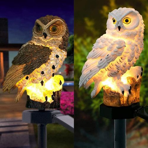 Lumière Solaire De Jardin Led En Forme De Chouette En Plein Air Lampe De Pelouse Étanche Solaire Led Lumières Éclairage Extérieur Veilleuse (Marron)