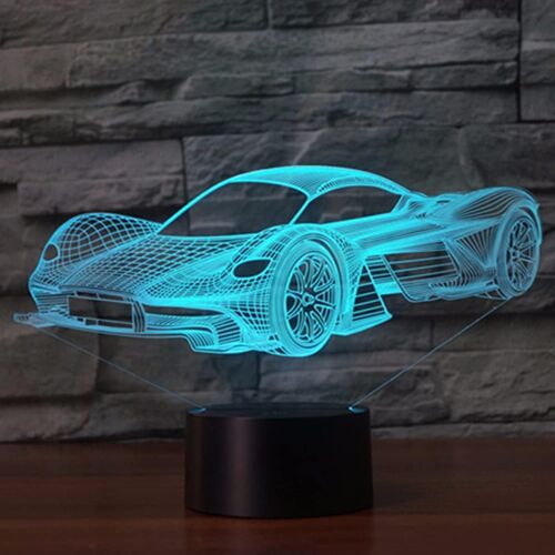 Voiture Lampe d'illusion 3D LED veilleuse, 7 couleurs clignotantes USB Toucher Capteur Chambre Lampes de bureau pour Des gamins Noël Anniversaire Cadeaux, Décoration d'intérieur