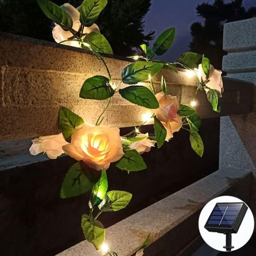 Kal-Lampes Solaires De Jardin 2 M 20 Led Lumières Solaires De Fleurs D'extérieur Étanches Roses Blanches Chaudes Pour Jardin, Pelouse, Décoration De La Saint-Valentin