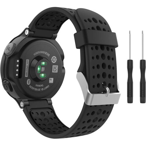 Compatible With Garmin Forerunner 235/235 Lite/220/230/620/630/735 Smartwatch, Flexible Silicone Watch Band With Tools Gps Running Watch With Wrist Cardio, Black And Black