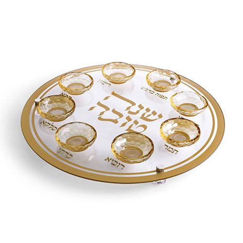 Plateau De Roch Hachana Sur Pieds En Verre Et Cristal