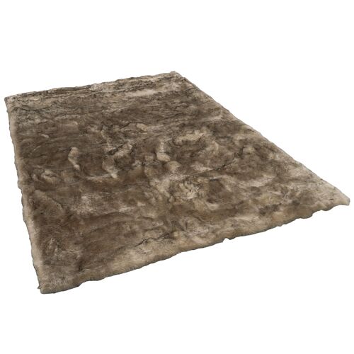 Pergamon Aspen - Tapis De Luxe En Fourrure Synthétique Super Doux - Moucheté Beige / Marron 90x160 Cm