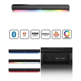 Barre de son 85cm 40W RMS Bluetooth HDMI LED lights entrée AUX, Entrée USB, Entrée Optique