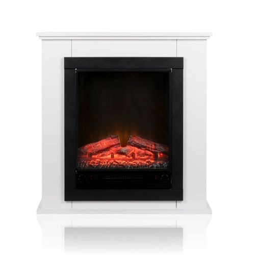 Classic Fire Cheminée Électrique Lugano - Poêle Électrique Autoportant avec Effet de Feu LED - 1800W - Blanc