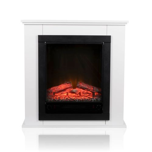 Classic Fire Cheminée Electrique Lugano 1800W - Cheminée Décorative avec Chauffage, Télécommande et Minuterie - Poêle Électrique Autoportant avec Effet de Flamme LED - Blanc