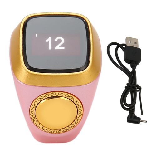 Bague de comptage intelligente avec ecran de 0,49 po, prise en charge de l'application, bouton CNC de 20 mm, bague de comptage intelligente portable, rose
