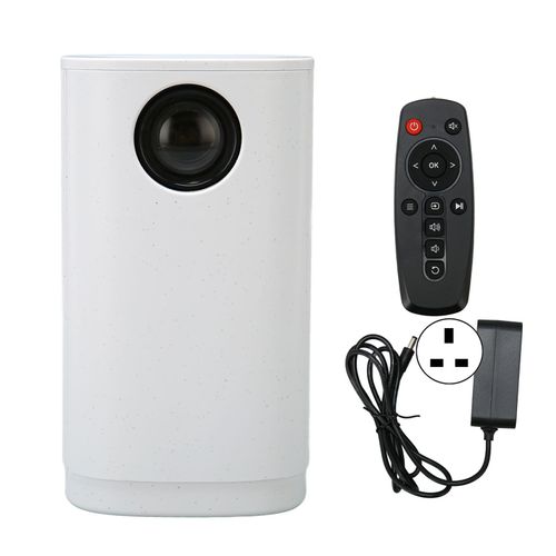Mini projecteur 1080P 16 à 100 pouces télécommande de projection double haut-parleur projecteur portable pour famille extérieure 100-240V blanc prise britannique