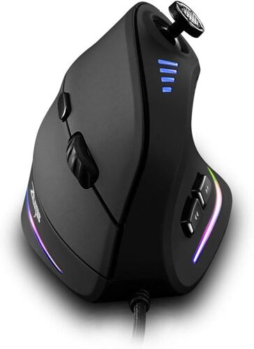 Souris Verticale avec Joystick,10000DPI,11 Boutons Programmables,RGB,Conception Ergonomique,Optique USB Souris Gamer Filaire pour PC,Ordinateur Portable,Mac,Noir