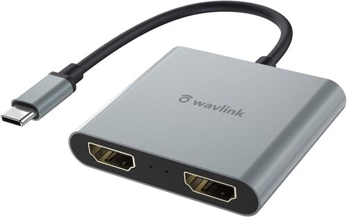 JGD-Wavlink Adaptateur USB-C vers Double HDMI 4k MST, Portable Hub, convertisseur Type C vers HDMI, pour Macbook Pro, Macbook Air, iPad Pro et Plus, Compatible avec Windows, Mac OS, Linux