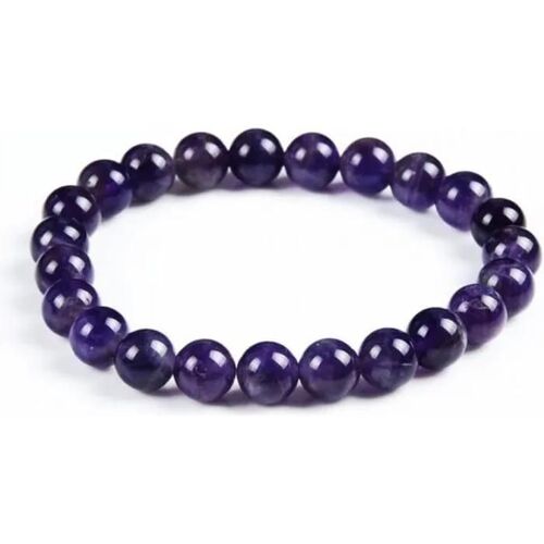 Bracelet - Lithothérapie - Améthyste Naturelle - Anti-Stress - Violet - Extensible 6,5cm À 8cm