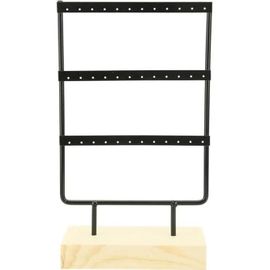 Support à bijoux en métal - VINGVO - 36 trous - Organisateur de boucles d\'oreilles - Collier - Noir, Blanc