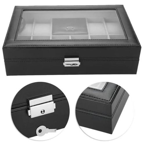 Boîte à Bijoux - Non spécifié - Multifonctionnelle - Cuir Noir - Grande Capacité - Avec Serrure